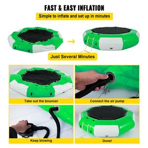 Trampolín Acuático Inflable de 10 pies con Escalera, Verde y Blanco, Personalizable, para Recreación Acuática - Product Image 6