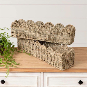 Plateau de service élégant en jonc de mer fait main avec poignées |   Plateau rectangulaire en osier naturel pour la décoration de la maison |   OEM ODM Vietnam - Product Image 6