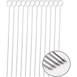 12 Pack 14 Inch Long Square Stainless Steel Kebab Skewers for <b>BBQ</b> Accessory Set - Product Image 1