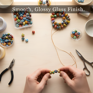 Cuentas Sueltas de Vidrio de Murano Hechas a Mano con Diseño Floral Multicolor de 12-18 mm |   Cuentas Decorativas Redondas en Relieve para Decoración de Festivales - Product Image 3