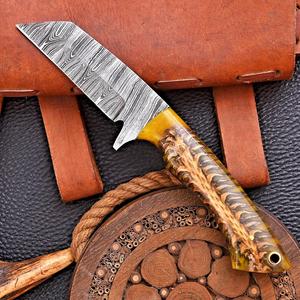 Cuchillo EDC de Hoja Fija Wharncliff de Acero Damasco Forjado Nórdico OEM Hecho a Mano con Mango de Piña y Espiga Completa para Caza y Camping - Product Image 2
