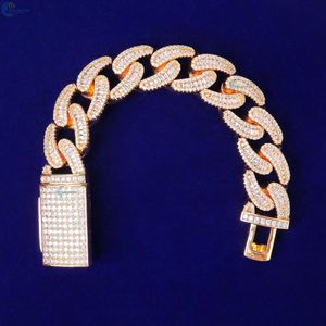 Iced Out Cuban Link Hip Hop Bracelet 18MM Lab Grown Diamond Baguette Cut Bracelet For Him <b>Rapper</b> Style Bracelet - Product Image 3