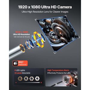 Endoscope articulé à 360 degrés à 4 voies, caméra boroscope, écran HD IPS de 6 pouces, objectif 1920 x 1080, zoom 8x pour outils d'inspection automobile - Product Image 4