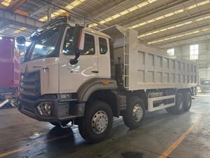 HOWO NX 8x4 front tipping dump truck 6800mm U type <b>box</b> Q345 steel 8mm side 10mm floor heavy duty for quarry work - Product Image 5