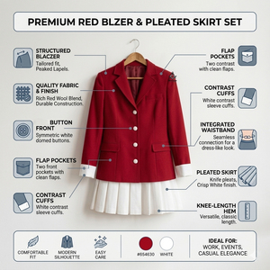 Blazer décontracté pour femme, style preppy, rouge, en polyester tissé uni, de la collection de vêtements grecs Delta Sigma Heritage Masonic Regalia - Product Image 5