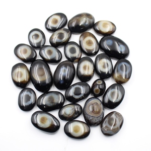 Sulemani สีดำธรรมชาติอาเกต Cabochon ตาขนาดแหวนอาเกตอัญมณีหลวมสีดำธรรมชาติแท้สีดำ sulemani ตาอาเกต - Product Image 2