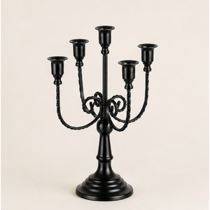 Wholesale 5 Arm Metal Candelabra <b>Black</b> <b>Candlestick</b> Holder Vintage Table Centerpiece For Wedding Party And Home Dining Decoration - Product Image 1