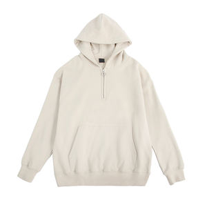 Sweat à capuche décontracté de haute qualité avec col zippé, impression de logo personnalisée en relief, demi-zip ou entièrement zippé, unisexe - Product Image 3