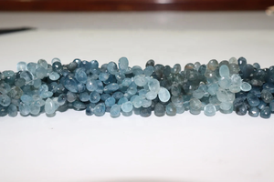 AAA Faceted <b>Aquamarine</b> Moss Beads 6*8mm 9 Inches Side Cut Pear Shape Natural Stone Strand - Product Image 4