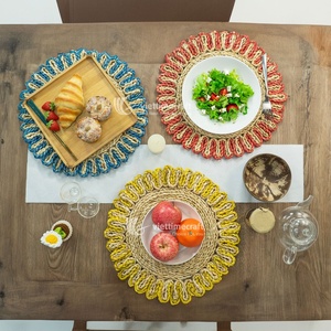 SET 5 Of Unique Seagrass <b>Placemat</b> Set For Ramadan and Eid, Handwoven Decorative Table Mat, Handwoven Seagrass <b>Placemat</b> - Product Image 3