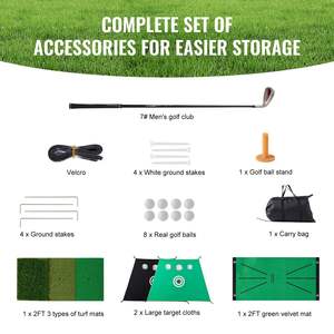10x7ft Golf pratique filet intérieur/extérieur aide à la formation à domicile cible/tapis de gazon/balles/té/Club de Golf/sac arrière-cour conduite écaillage - Product Image 6