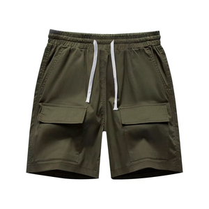 <b>Men</b> <b>White</b> Cargo <b>Shorts</b> Solid Color Drawstring Waist Casual Style Cotton Breathable Pocket Design Mid Rise <b>Short</b> Pants - Product Image 6