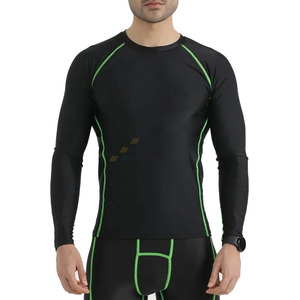 Customized Sublimated Solid Men's Long Sleeve <b>Compression</b> MMA Tights Breathable Fighting Wear Rash Guard Matching Set <b>Spring</b> - Product Image 6