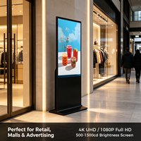 Écran publicitaire numérique LCD sur pied de 65 pouces avec système d'exploitation Android en option, menu numérique, Wi-Fi et Bluetooth