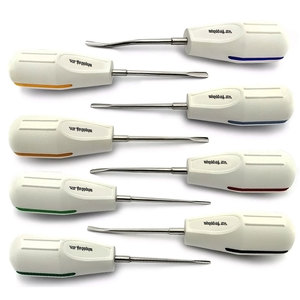 Ensemble de 8 instruments chirurgicaux avec manche en plastique blanc pour extraction dentaire atraumatique, élévateurs dentaires pour élévation radiculaire - Product Image 1