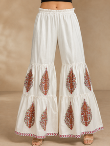 Fabrikpreis Damen Weiße Bedruckte Hose mit Elastischem Bund und Weitem Bein - Lässige Alltagskleidung Bequem zu Tragen - Product Image 3