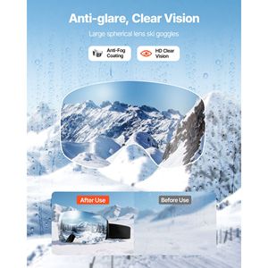 Occhiali da Sci Senza Montatura per Uomo e Donna con Lente Sferica Argentata e Rivestimento Revo, Occhiali da Neve Antiappannamento OTG con Montatura a V in TPU - Product Image 2