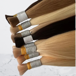 Extensions de cheveux humains vierges lisses en vrac, 100% cheveux Remy non traités pour tressage, cheveux en vrac noir naturel - Product Image 1