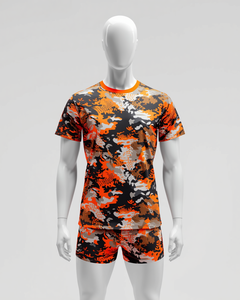 Conjunto de Camiseta y Pantalones Cortos para Hombre, Sublimación Personalizada, Diseño Abstracto de Animales, Camuflaje Neón, Manga Corta - Product Image 4