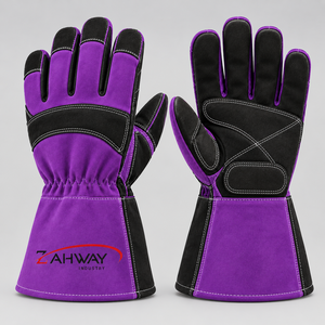 Gants de soudage les plus vendus, gants tactiques en cuir rouge et noir, longueur poignet, durables, pour usage extérieur et hivernal, gants de soudage - Product Image 5