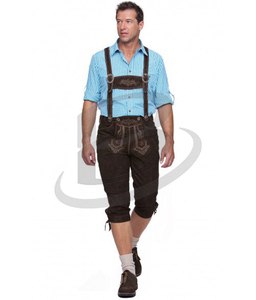 Bavarian Traditional <b>Men's</b> Embroidered Leather Midweight Trousers Lederhosen Check Shirt Shoes <b>Socks</b> (Autumn Eco-Friendly - Product Image 6