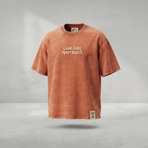Camiseta Oversize Vintage con Lavado Ácido Personalizado, Algodón Pesado, Estilo Urbano, Hombros Caídos, Lisa, con Logotipo Estampado en 3D para Hombre - Product Image 1