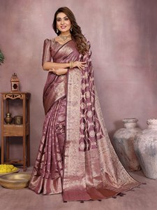 Heritage Soft Organza Silk Ethnic Saree With Woven Butti Pattern Gold Zari Border Unstitched Blouse Regional Clothing - Product Image 4