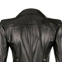 Veste en cuir d'agneau noir peplum pour femme, manteau en cuir véritable tendance, veste de motard en cuir - Regals