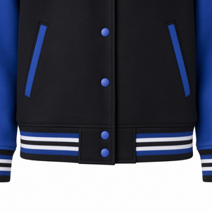 เสื้อแจ็คเก็ตฟลีซ Zeta Phi Beta สำหรับผู้หญิง สีดำ สีน้ำเงินรอยัล แขนเสื้อแบบ Varsity ติดกระดุมแบบ Snap ปักลายตราสัญลักษณ์ ตัวอักษร Sorority แบบ Letterman Coat - Product Image 5