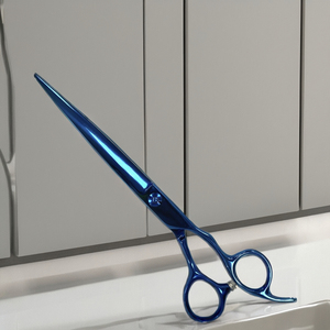 Ciseaux de toilettage pour animaux de compagnie de haute qualité, 7 pouces, en acier inoxydable japonais, poignée décalée pour droitiers, certifiés ISO9001, portables et simples - Product Image 1