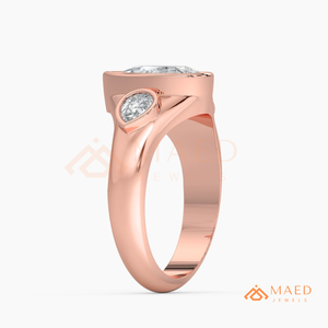 14K Rose Gold Pear Cut Moissanite Three <b>Stone</b> Engagement Ring Bridal Jewelry Gift Women USA Trend - Product Image 6