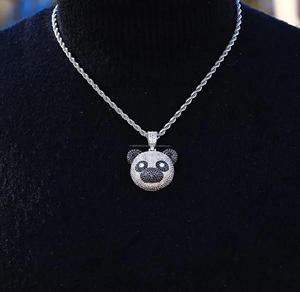 จี้925เงินสเตอร์ลิงสำหรับผู้ชายขายส่งยาว4.7ซม. กว้าง3.7ซม. โซ่60ซม. ทอง/เงินชุบสูงโมอิสซาไนต์ขัดเงา - Product Image 1