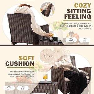 Juego de Muebles de Jardín Homall de 4 Piezas, Sofá de Ratán Sintético para Patio, Balcón, con Cojines - Product Image 3