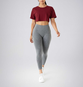 Custom OEM Women's <b>2</b>-<b>Piece</b> Workout Leggings & Crop Top <b>Set</b> High Waist Quick Dry Eco-Friendly Polyester/Nylon Sports Wear Summer - Product Image 2