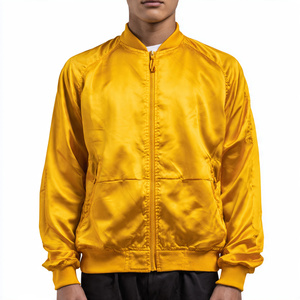 <b>Mens</b> Soft Satin Fashion <b>Jacket</b> Casual <b>Lightweight</b> Outerwear Zip Closure Ribbed Waist Modern Street Style Coat For Daily Wear - Product Image 3
