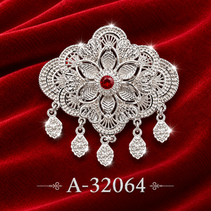 Broches à pampilles en alliage de zinc plaqué or avec cristaux de strass pour femmes, bijoux de fête de mariage A-32059 - Product Image 5