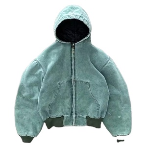 Sudadera con capucha de forro polar de algodón 100% de alta calidad, personalizada, con lavado ácido, estilo oversize, efecto desgastado, bordada, con cremallera, para invierno - Product Image 1