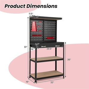 Garage Workbench with Drawer Tool Table for Organization and Convenience Metal Workbench Shelves - Product Image 3