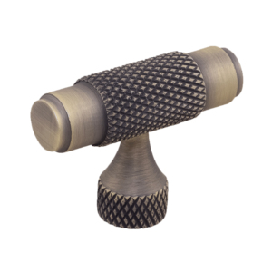 Tirador de aluminio moleteado en T, estilo Martin texturizado, acabado en oro mate, negro seda, latón envejecido mate, herrajes para gabinetes - Product Image 4