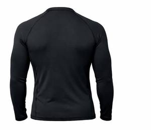 Camiseta de compresión de manga corta para hombre, cuello redondo, tejido liso, casual, para gimnasio y natación, con logo personalizado. - Product Image 2