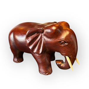 The <b>elephant</b> statue was carved from a single block of Huongwood. - Product Image 5