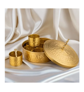 Premium Quality Brass Spice <b>Box</b> 7-Compartment With Spoon Round Brass Spice <b>Box</b> Wholesale Price - Product Image 4