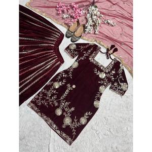Conjunto de ropa de fiesta de diseñador para mujer, parte inferior superior y Dupatta con trabajo de bordado pesado - Product Image 6