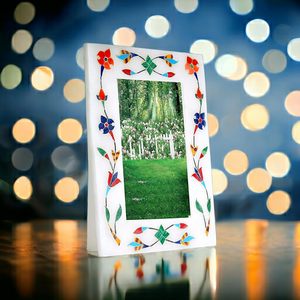 High on Demand <b>White</b> Marble Horizontal Handmade Luxury Photo <b>Frame</b> with Wall Mount for Home Decor - Product Image 3