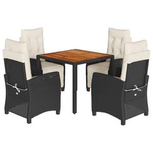 Ensemble de salle à manger de jardin en polyrotin noir 5 pièces avec coussins - Product Image 2