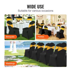 Coprisedie Universali in Spandex Pieghevoli, Metallizzati, Rimovibili, Lavabili, Protettivi, Elasticizzati per Matrimoni e Feste - Product Image 2
