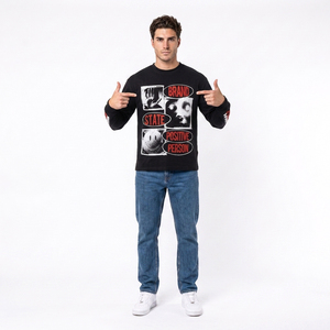 Your brand Logo DTF Long Sleeve T-Shirt Black Pink Print O-Neck Men's <b>Pullover</b> Cotton Fleece Sweatshirt For Men Crew Neck <b>Jumper</b> - Product Image 6