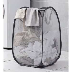 Modern Foldable Laundry <b>Basket</b> Collapsible Storage Box for Clothing for <b>Wardrobe</b> Bathroom Kitchen Metal Plastic Material - Product Image 4