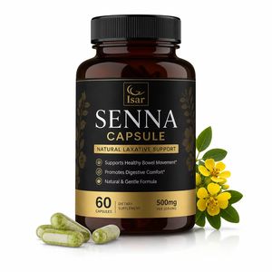 Capsules d'extrait de Senna pur et naturel en vrac, 60 gélules végétales, complément de Senna de qualité supérieure pour le soutien digestif et détoxifiant, en gros - Product Image 1