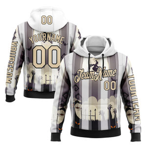 Sweat-shirt à capuche personnalisé avec logo pour homme, motif fantôme d'Halloween, impression par sublimation, coupe décontractée, vêtement d'automne - Product Image 1